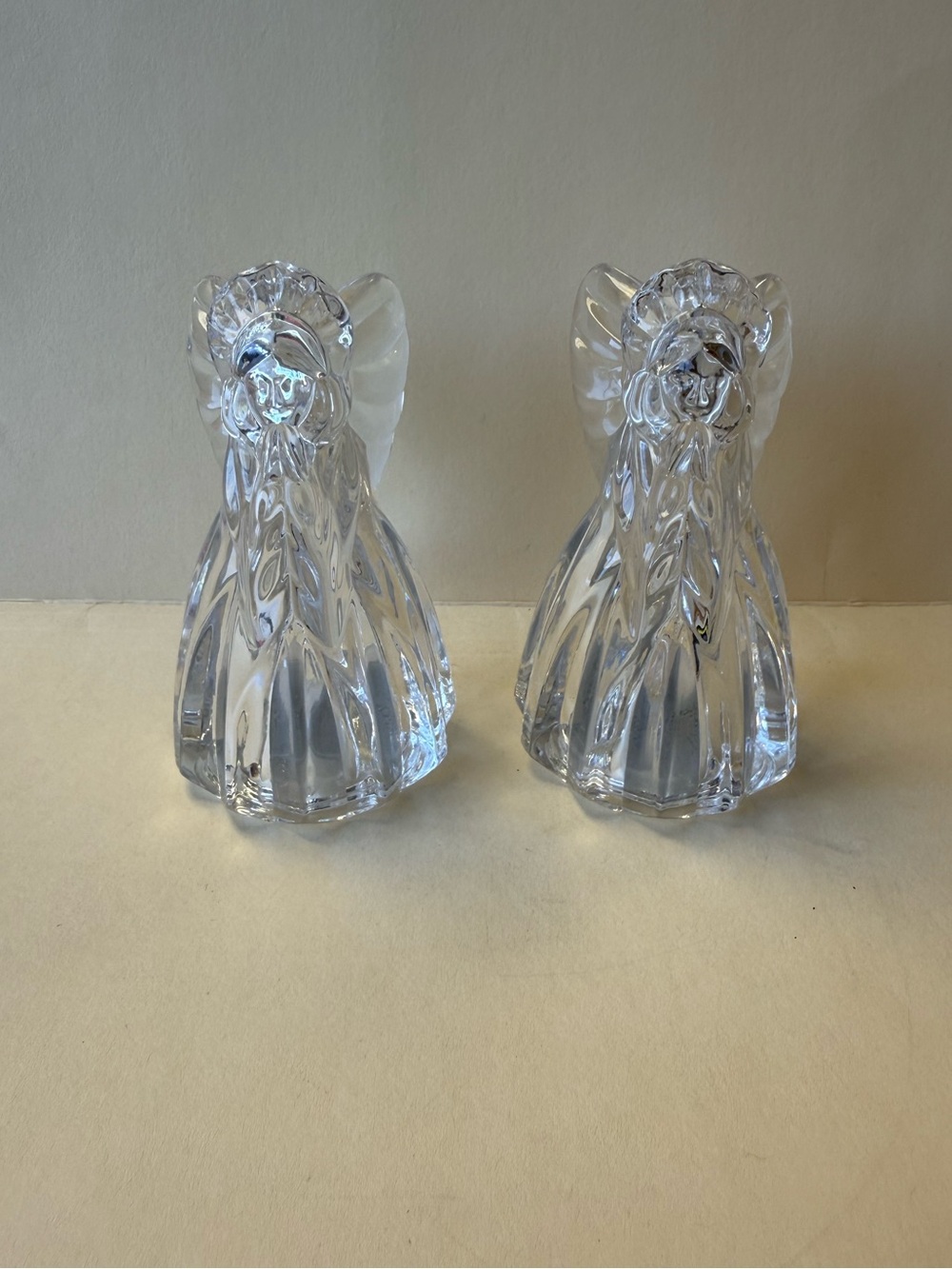 Vintage Lead Crystal Figural Angel Salt & Pepper Shakers Germany.